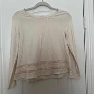 Old Navy Girls’ Cream Long Sleeve Top with Lace Hem (L 10-12)